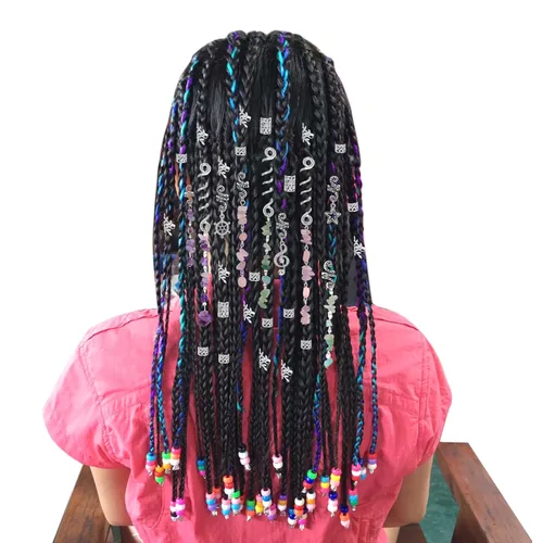 Miniatura 5 de hoyuwak - 40 accesorios para el cabello con piedra de cristal de color natural, dijes metálicos para el cabello, espirales de rastas plateadas