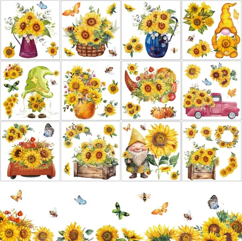 Miniatura 8 de gisgfim 12 hojas de flores de hadas para manualidades y muebles, calcomanías decorativas para primavera y verano, papel de oficina en casa, madera