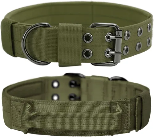 Miniatura 10 de Collar táctico para perro, collar militar ajustable para perro, collar de entrenamiento de nailon suave con parche, collares de hebilla de metal