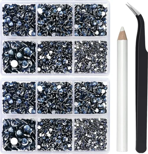 Miniatura 36 de Briskbloom 10000 piezas de diamantes de imitación con parte posterior plana para manualidades, zapatos, ropa, kit de circonita azul/circonita azul