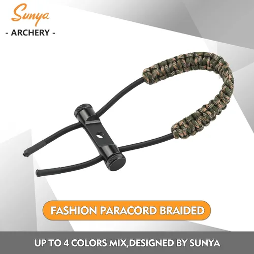 Miniatura 7 de SUNYA Archery Bow Wrist Sling, 550 Paracord Strap with Stretch Lanyard. Fit Compound Bow Stabilizers Montaje de aluminio-Camo