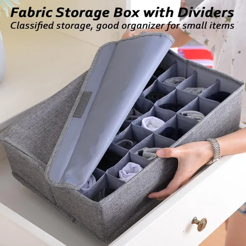 Miniatura 4 de AARAINBOW Organizador de almacenamiento para ropa interior, calcetines, corbatas, con tapas, organizador plegable de cajones de armario, 30 celdas