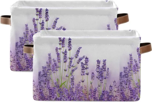 Miniatura 12 de Blueangle Cesta de almacenamiento rectangular de flores blancas y negras, 15 x 11 x 9.5 pulgadas, cesta organizadora plegable para decoración