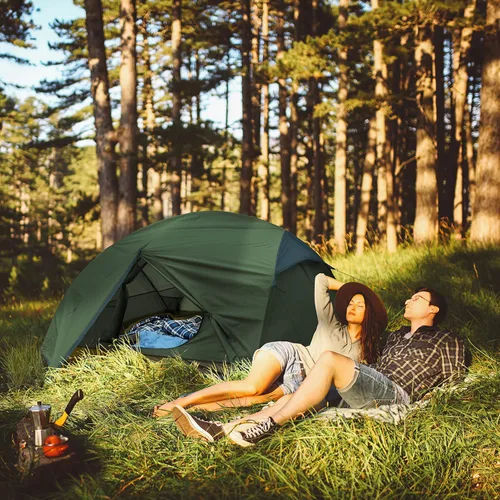 Miniatura 6 de Bessport Tienda de campaña para 2-3 personas, tienda de campaña ligera para mochileros, impermeable, resistente al viento, dos puertas, fácil