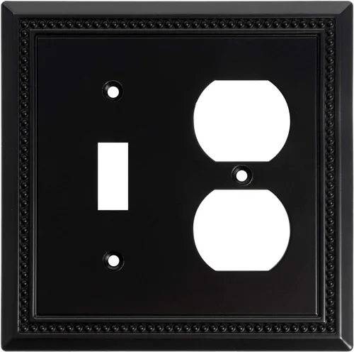 Miniatura 25 de Henne Bery Sunken Pearls - Placa de interruptor/placa de pared y cubierta de salida (decorador individual, 2 unidades, negro mate)