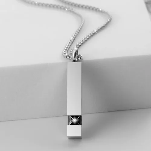 Miniatura 5 de Paquete de 3 collares de urna para cenizas, joyería conmemorativa de cremación para cenizas, urna de barra de circonita cúbica, colgante de urna