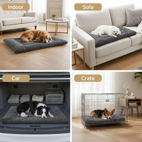 Miniatura 2 de Tapete lavable para cama de perro, almohadilla suave para jaula de perro, camas esponjosas para perrera de mascotas, colchón para dormir con fondo