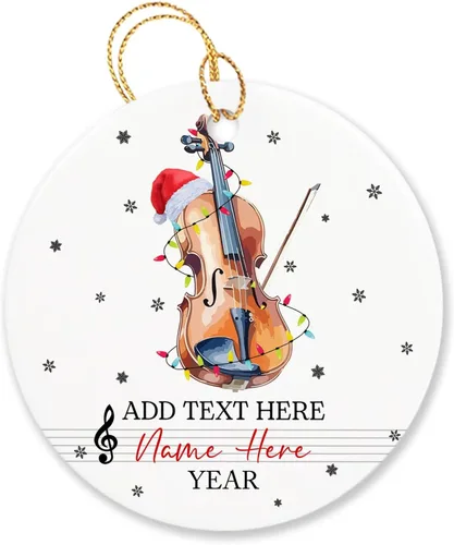 Miniatura 25 de Adorno de Navidad personalizado de acordeonista que toca acordeón, nombre personalizado y año, adorno de Navidad para acordeonista, instrumento