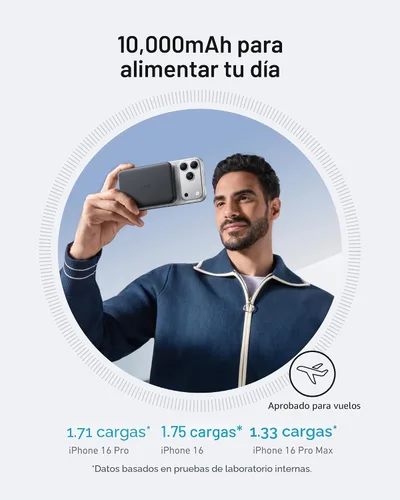 Miniatura 5 de Anker MagGo Power Bank, batería magnética ultradelgada de 10,000 mAh, con certificación Qi2 de 15 W, cargador portátil ultra rápido compatible