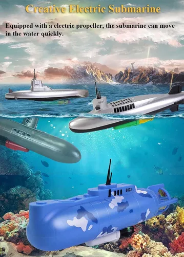 Miniatura 2 de Juguete de baño submarino eléctrico, divertido modelo de submarino militar, juguete flotante de agua para niños (8823)