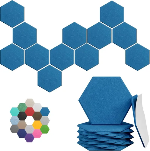 Miniatura 33 de Paneles Acústicos Hexagonales - Paquete de 12 Paneles de Absorción de Sonido de Alta Densidad 12"X10"X0.4" para Reducción Mejorada de Ruido, Diseño