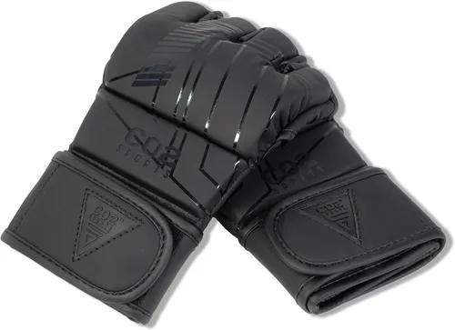 Miniatura 8 de Guantes Titan MMA, diseño híbrido, guantes de entrenamiento de palma abierta para Sparring, Kickboxing, Muay Thai, color negro