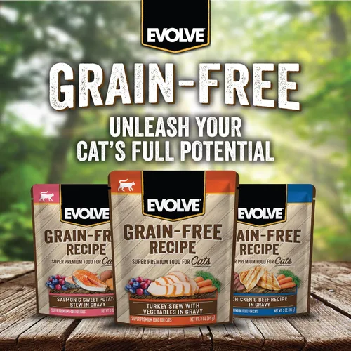 Miniatura 5 de Evolve Estofado de pavo sin granos con verduras en salsa de comida húmeda para gatos 3 oz - 24
