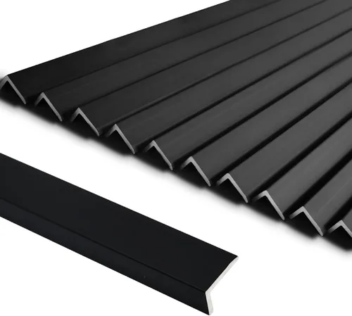 SUNWINGS Paquete de 10 adornos de azulejos de aluminio de 12 pulgadas para despegar y pegar, borde decorativo para salpicaduras de cocina, Negro mate