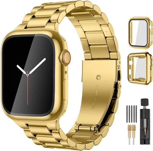 Miniatura 14 de Lerobo Compatible con Apple Watch Band de 1.732 in 1.654 in 1.575 in 1.496 in 1.614 in 1.772 in 150.9 ft 1.929 in, correa de metal de acero