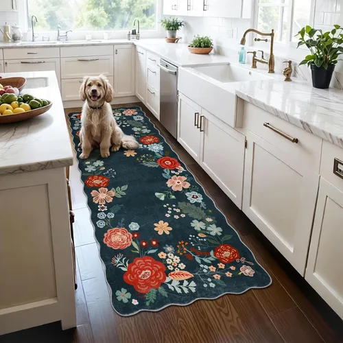 Miniatura 10 de Homcomoda Alfombras florales de cocina para piso, 3 piezas, alfombra de cocina antideslizante de granja, alfombra de cocina lavable, antideslizante
