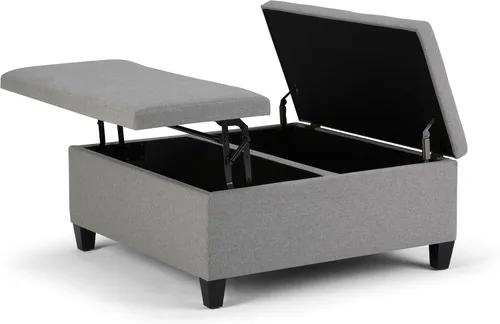 Miniatura 19 de SIMPLIHOME Ellis - Mesa auxiliar cuadrada contemporánea de 36 pulgadas de ancho, otomana de almacenamiento en piel sintética vegana envejecida