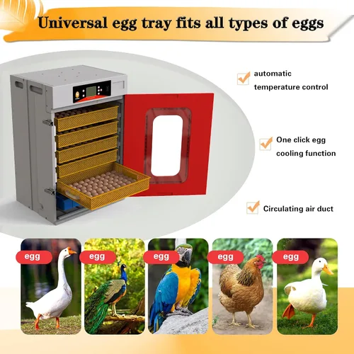 Miniatura 5 de Incubadora inteligente de huevos para incubar huevos, capacidad de 400 huevos con control digital de temperatura y humedad, ideal para huevos