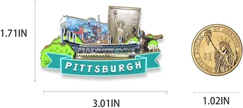 Miniatura 3 de Imán de Pittsburgh de los E.E.U.U. Imán del refrigerador de madera 3D hitos de viaje coleccionable recuerdos decoración hecho a mano 2