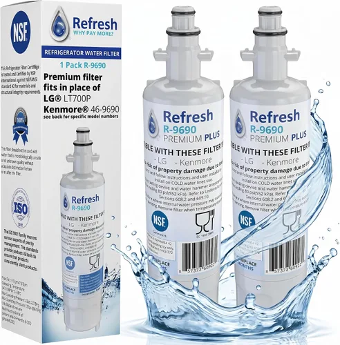 Miniatura 8 de Refresh Premium Plus R-9690 - Filtro de agua para refrigerador, compatible con LG LT700P, ADQ36006101, ADQ36006102 y Kenmore 46-9690, 1 paquete