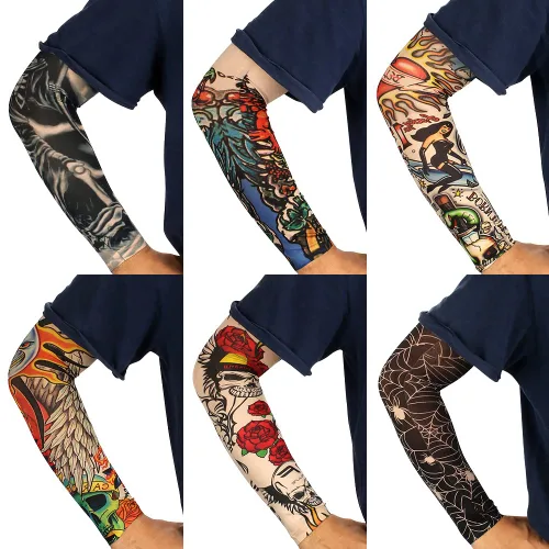 Miniatura 6 de Juego de 12 mangas temporales para tatuaje, para hombres y mujeres, Multicolor-C