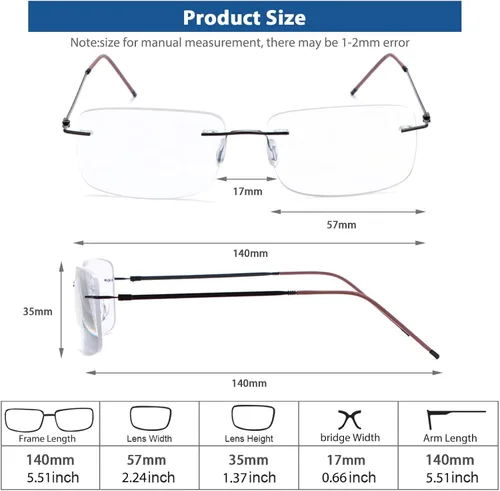 Miniatura 7 de Gafas de lectura fotocrómicas bifocales sin montura para hombres lectores de computadora Gafas de sol de transición de luz anti-azul con lectores