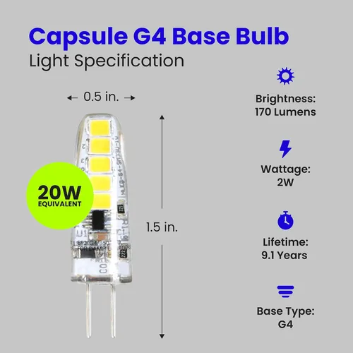 Miniatura 3 de Feit Electric Bombilla LED G4, regulable, equivalente a 20 W, 12 V, 3000 K blanco cálido, 170 lúmenes, 10.000 horas, cápsula de repuesto de bombilla