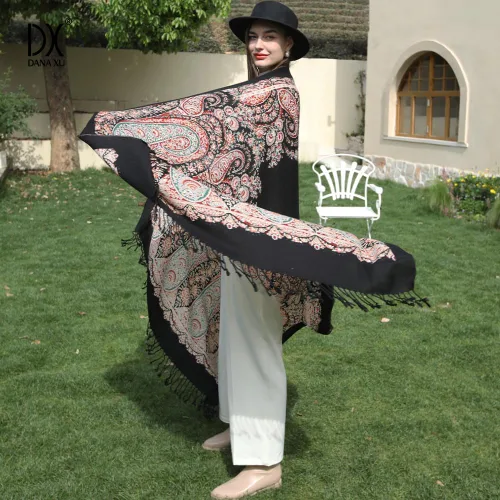 Miniatura 143 de DANA XU Manta de pashmina extragrande 100% de lana merina, bufanda de viaje, bufanda de cachemira para mujer, otoño e invierno, chal de gran