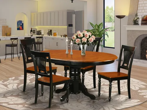 Miniatura 2 de East West Furniture AVPL5-BCH-W - Juego de mesa de cocina de 5 piezas para 4 personas, incluye una mesa de comedor ovalada con hoja de mariposa y 4