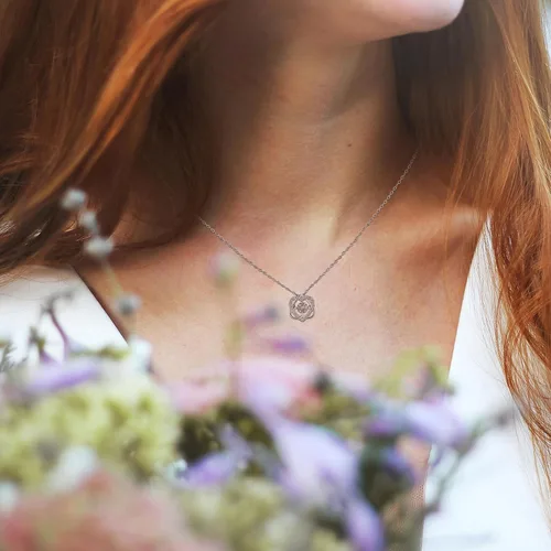 Miniatura 3 de Collar de plata de ley con 2 corazones entrelazados, regalo de madrina femenina para ahijada, bautismo, primera confirmación, Pascua, graduación
