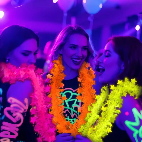 Miniatura 8 de Mega-L - 12 piezas de collar de fiesta que brilla en la oscuridad, suministros de fiesta que brillan en la oscuridad, collar de luz negra