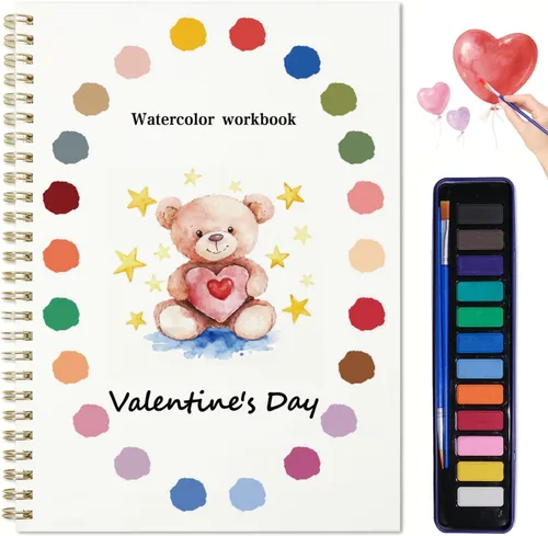 Cuaderno de trabajo de acuarela para adultos – 12 patrones diferentes de diseños originales de bricolaje, juego de pintura de acuarela olors con