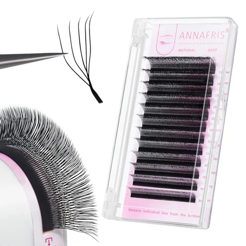 Miniatura 9 de Extensiones de pestañas postizas en forma de W 5D, rizo C, volumen de 0.43 pulgadas, suministros de maquillaje, extensiones de pestañas de uso 0.07