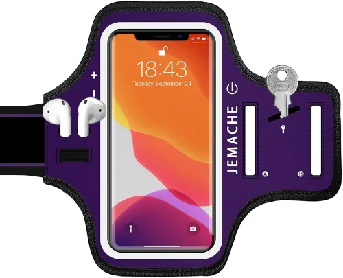 Miniatura 8 de Brazalete para iPhone 17 16 Pro, JEMACHE Gym Workouts Running Arm Band para iPhone 17/16/15/14/13/12 Pro (negro)