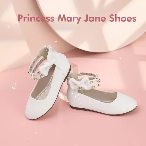Miniatura 3 de PANDANINJIA Jessica Pearl Bow Ballet Flats Zapatos Doble Tobillo Correa Vestido Bailarina Plana Mary Jane