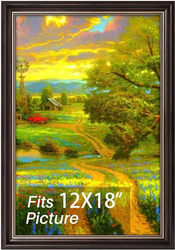Marco de fotos de 12 x 18 pulgadas sin paspartú para fotos e impresiones de 12 x 18 pulgadas, pantalla de pared de vidrio real de alta definición
