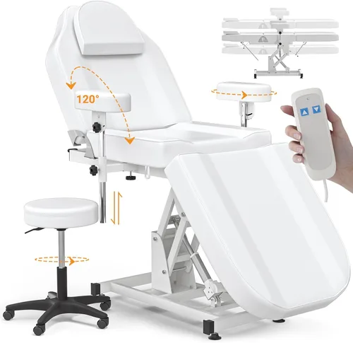 Miniatura 11 de Camas de spa eléctricas, sillas faciales para esteticista, silla de tatuaje, cama con reposabrazos ajustables y spa de altura para belleza