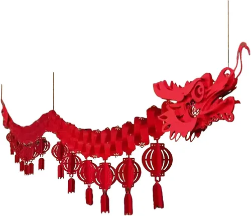 Miniatura 7 de Esquirla Decoraciones de techo de dragón de año nuevo, dragón de papel colgante, 2.6M, estilo A