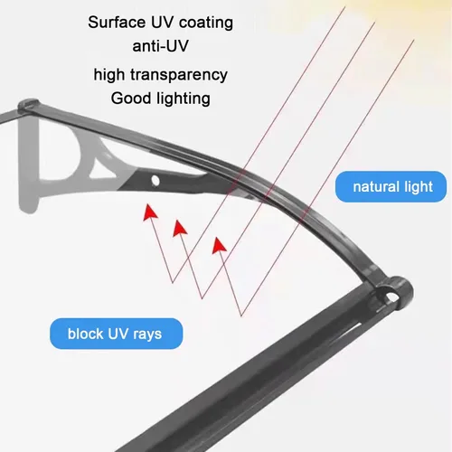 Miniatura 7 de Toldo para puerta de aleación de aluminio para fregadero, cubierta de policarbonato transparente, protección contra la lluvia y la nieve, protección