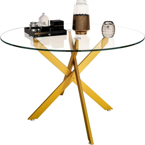 Miniatura 3 de HomVent Juego de mesa de comedor redonda de vidrio de 3 piezas, juego de mesa de comedor de vidrio templado para 2 mesas de cocina con 2 sillas
