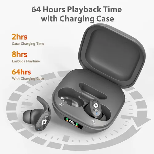 Miniatura 6 de Auriculares inalámbricos con Bluetooth, estuche de carga inalámbrica, auriculares impermeables, micrófono integrado, reproducción de graves estéreo
