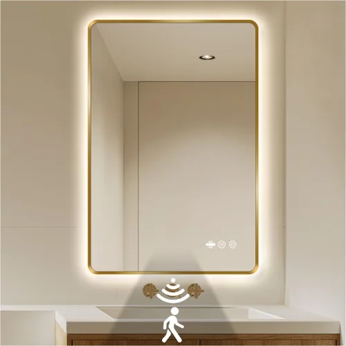 Miniatura 19 de Espejo LED Negro para Baño, 32"x24" Espejo de Baño Inteligente con Luces, Sensor de Movimiento, Antivaho, Regulable Sin Escalones y 3