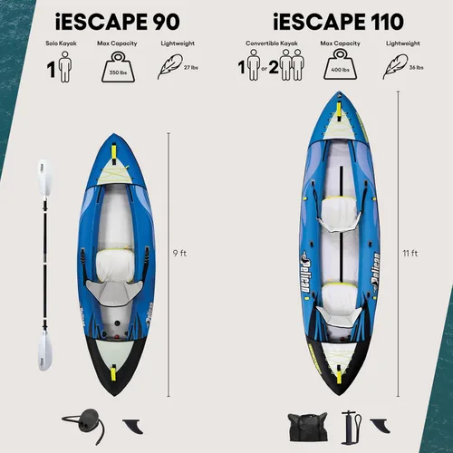 Miniatura 6 de Pelican iESCAPE Kayak inflable - Kayak recreativo - Compacto, estable y divertido todo en uno - para 1 o 2 personas