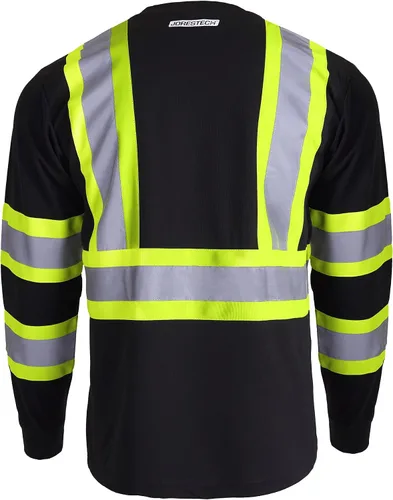Miniatura 4 de JORESTECH Camisa de trabajo de seguridad negra de manga larga - Alta visibilidad dos tonos amarillo/lime - ANSI/ISEA