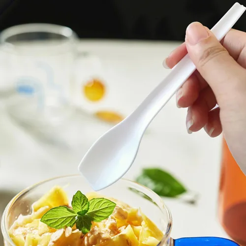 Miniatura 3 de Cucharas de postre de plástico desechables de 6 pulgadas, sin BPA, tamaño pequeño con punta frontal cuadrada, ideal para pasteles, yogur, helados