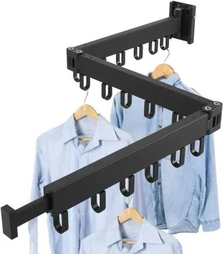 Estante de secado de ropa retráctil montado en la pared, organizador de lavandería plegable de aluminio, colgador que ahorra espacio para colchas