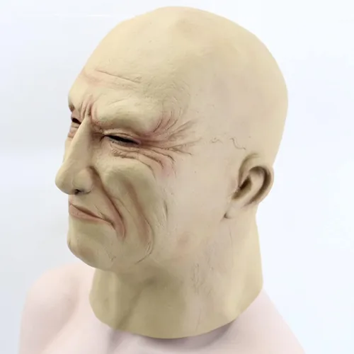 Miniatura 4 de Máscara realista de anciano antiarrugas, máscara humana para Halloween, piel espeluznante, disfraz de fiesta, máscara de látex de cabeza completa