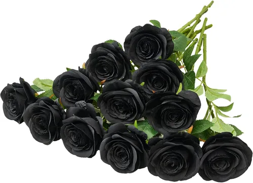 Miniatura 15 de 12 piezas Rosas Flores Artificiales Rosas Falsas Azul Bebé Rosas de Seda Flores de Seda Blancas Rosas con Tallos Largos para Bodas Hogar Fiestas