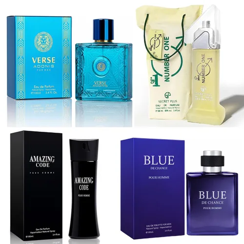 Miniatura 23 de Set de colonia para hombre, EDP, pack de 4 (3.4 oz / 100 mL), Amazing Code Gold, Verse Adonis Blue, AzuraAD, Invincible, Office Clean & Confident