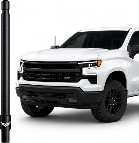 EcoAuto Antena Universal Corta Stubby para Camión de 12" — Accesorios para Camión para Ford, Dodge, GMC, Chevy, Jeep (2007+) - Antirrobo con Negro